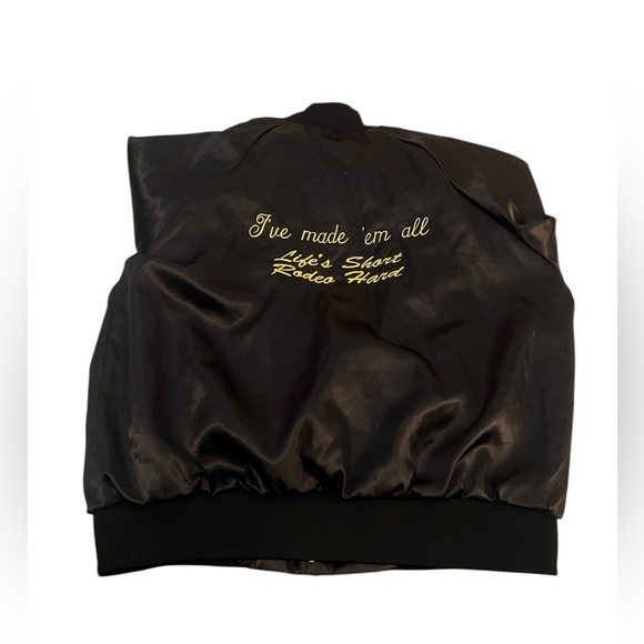 Vintage black Rand Rodeo Satin Bomber Jacket, size XL - Picture 3 of 4